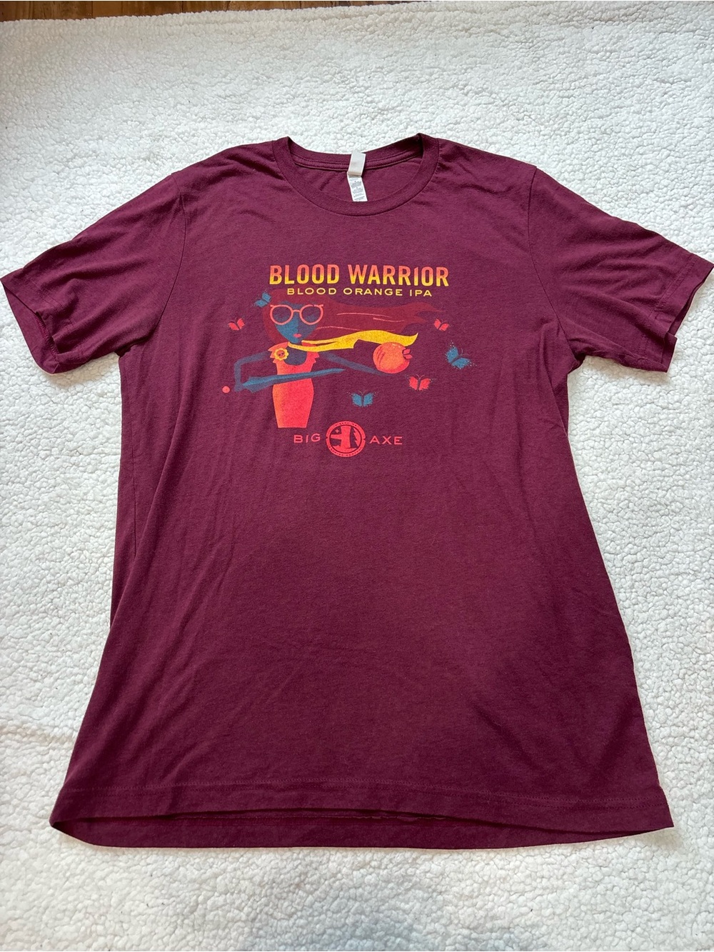 "Blood Warrior" Blood Orange IPA Local Brewery Graphic Tee - Maroon Size L